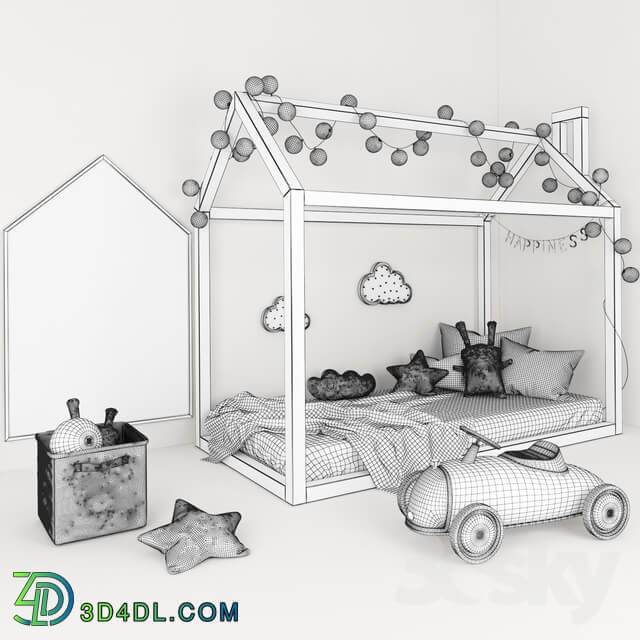 Miscellaneous Bed house with a set of accessories for children