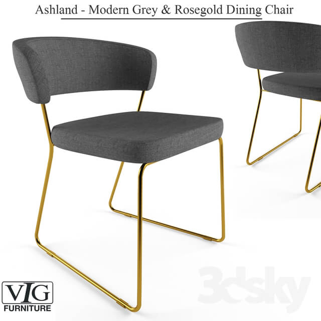 Ashland Modern Gray Rosegold Dining Chair