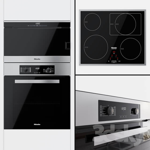 Miele oven H 2265 B Active double boiler DG 6030 and cooking surface KM 6117