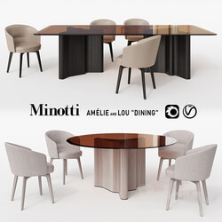 Table Chair Minotti. Amelie and Lou Dining 