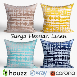 Decorative pillows Houzz Surya Hessian Linen set 063 