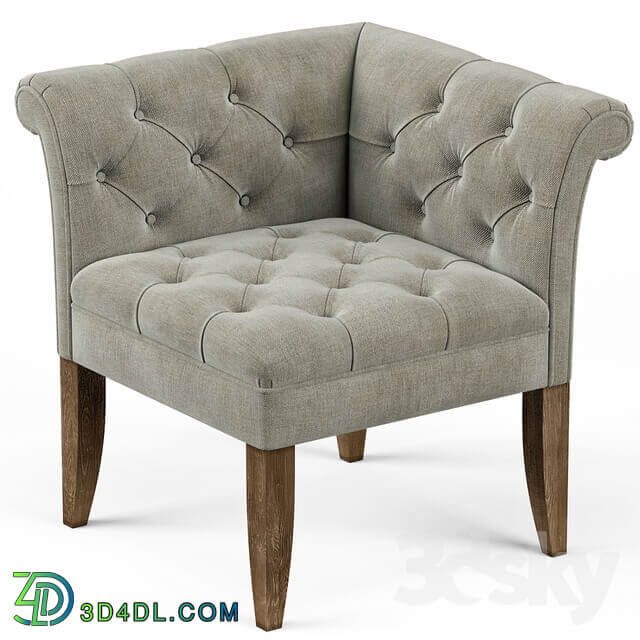 Arm chair Trenton French Country Tufted Beige Linen Corner Chair