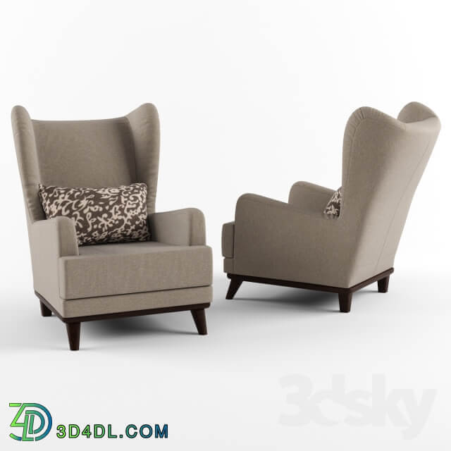 Armchair with headrest speakers and pillow