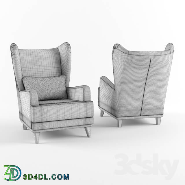 Armchair with headrest speakers and pillow