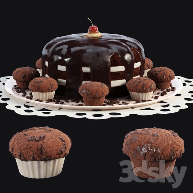 Chocolate cake and muffins