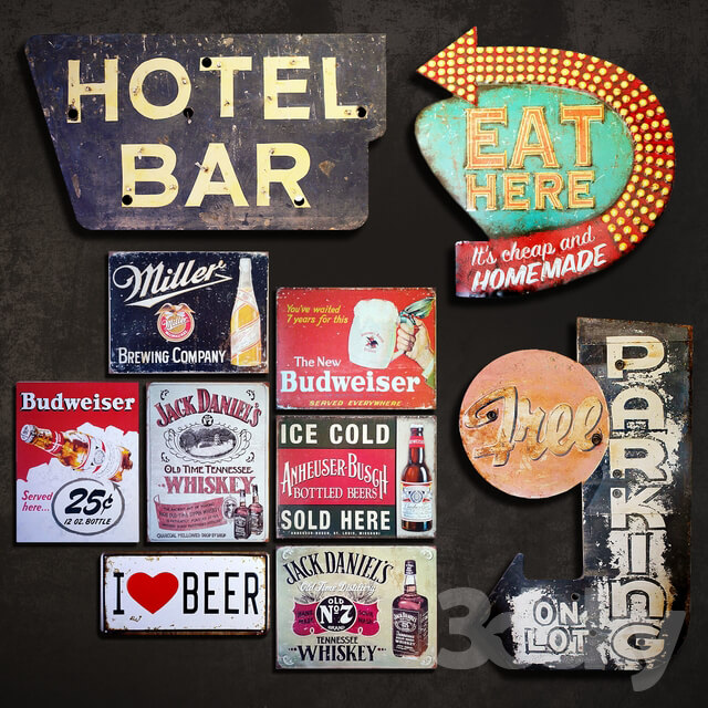 Other decorative objects Metal Signs 8. Bar