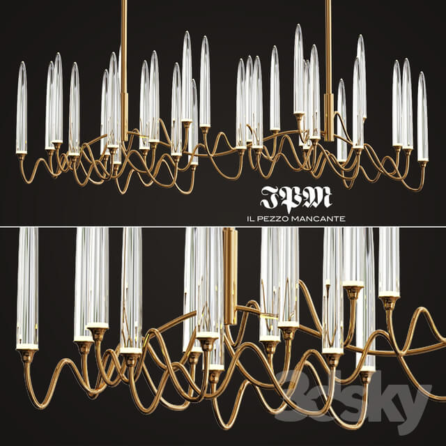 Il Pezzo 3 Long Chandelier Pendant light 3D Models