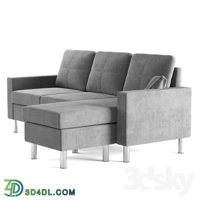 Modern Reversible Small Microfiber Sectional