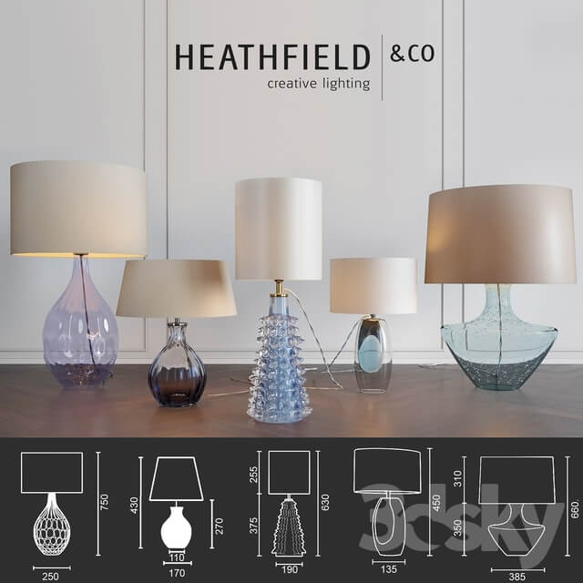 Heathfield Co Table Lamps BLUE Set 3