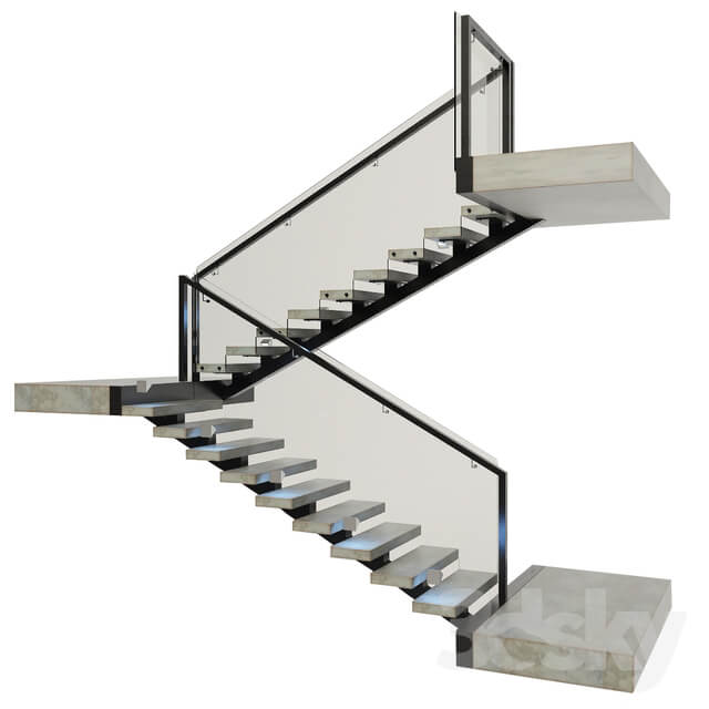 Ladder made of concrete metal and glass with backlight illuminated PROFI LED IP44