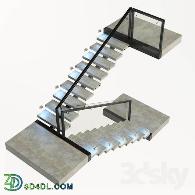 Ladder made of concrete metal and glass with backlight illuminated PROFI LED IP44