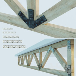A set of wooden trusses with parallel belts. 6m 8m 10m 12m 14m 