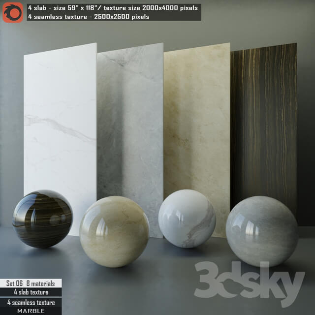Marble slab Seamless texture Set 06