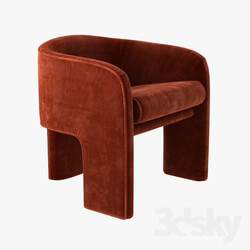 milo baughman armchair in orange velvet 