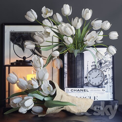 Decorative set with white tulips 