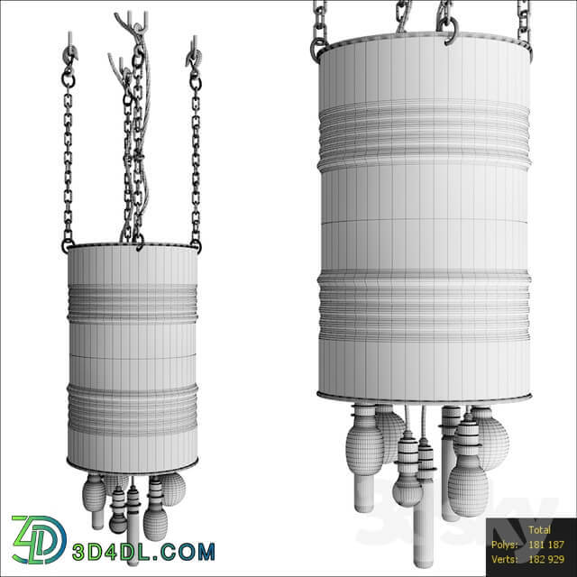 Loft barrel light Pendant light 3D Models