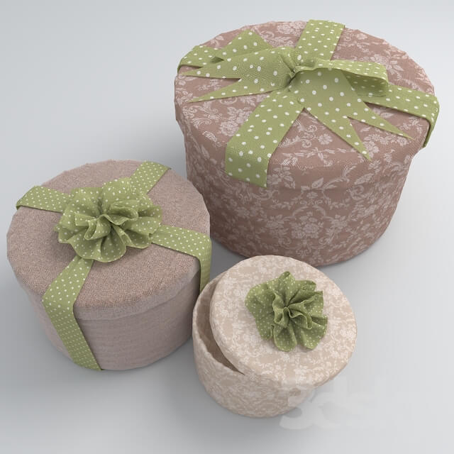 Set of round gift boxes with bows