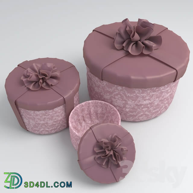 Set of round gift boxes with bows