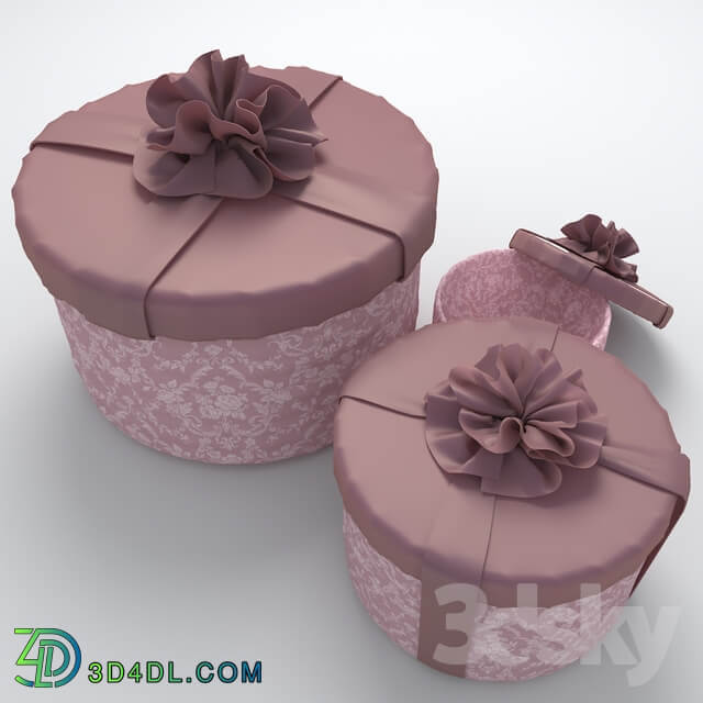 Set of round gift boxes with bows