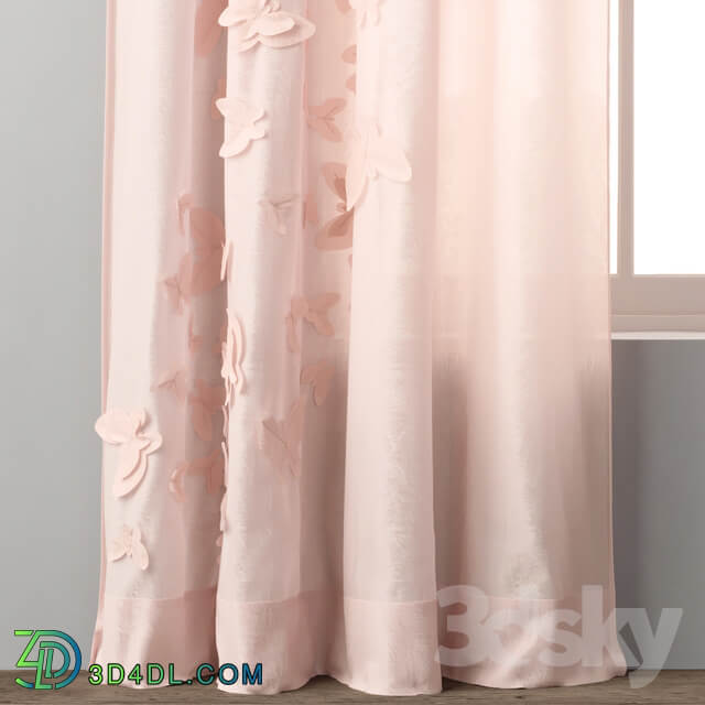 RH FLOATING BUTTERFLY VOILE DRAPERY PANEL