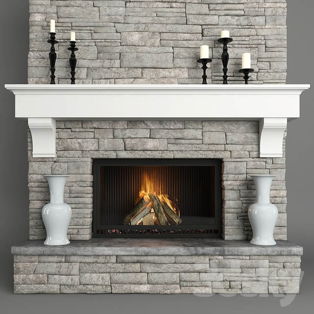 Stone fireplace