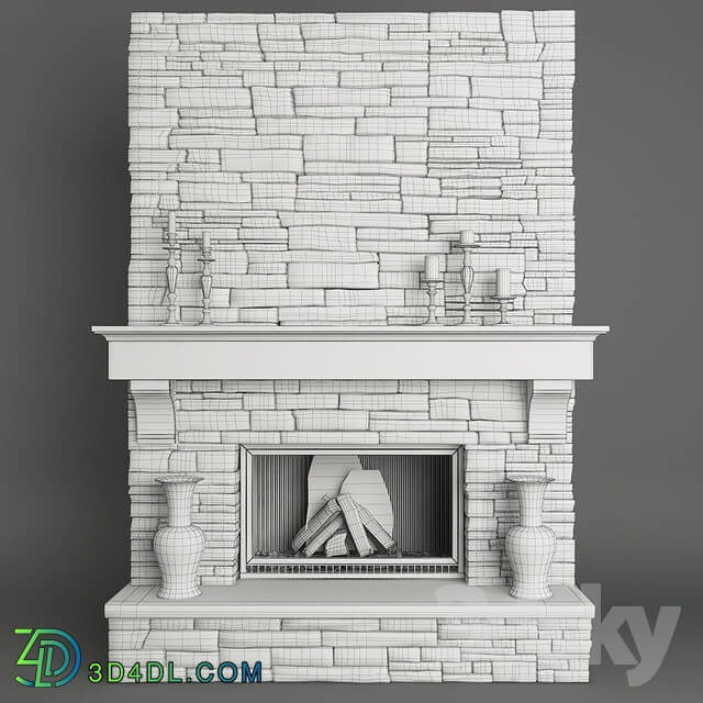 Stone fireplace