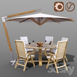 Table Chair Set of garden furniture Brafab with a Garden Way umbrella 