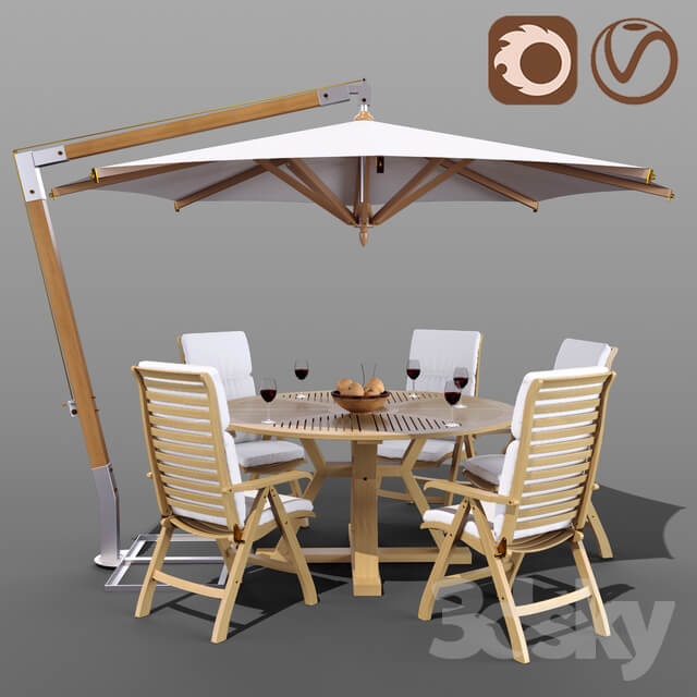 Table Chair Set of garden furniture Brafab with a Garden Way umbrella