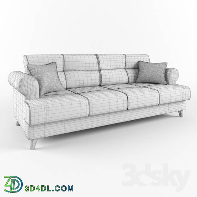 Sofa with cushions and armrests round