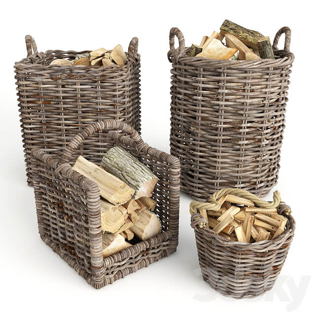 Fireplace Baskets rotang firewood set