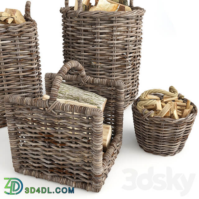 Fireplace Baskets rotang firewood set
