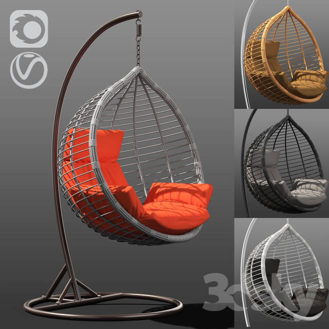 Suspended wicker chair rocking Acapulco in 4 colors
