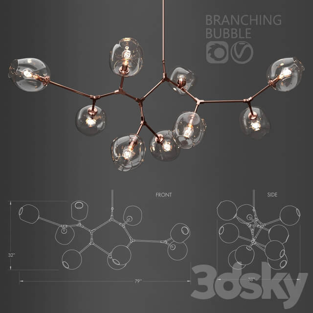 Chandelier Branching bubble 9 lamps