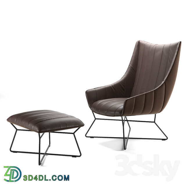 Freifrau Armchair Ottoman Rubie