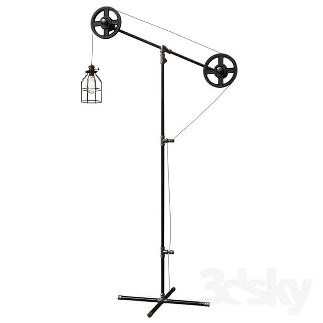 West Ninth Vintage Pulley Wheel Floor Lamp