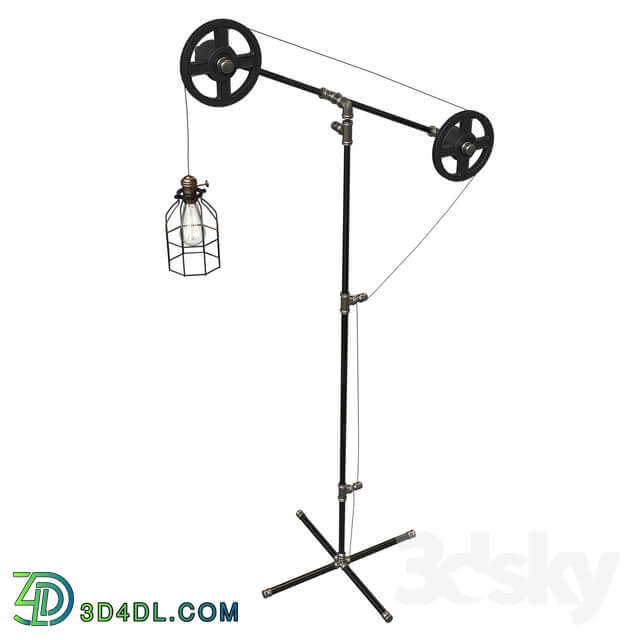 West Ninth Vintage Pulley Wheel Floor Lamp