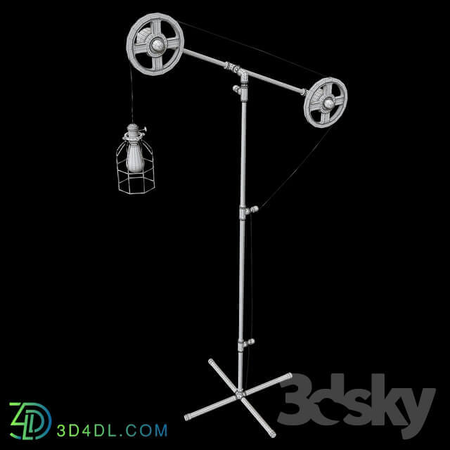 West Ninth Vintage Pulley Wheel Floor Lamp