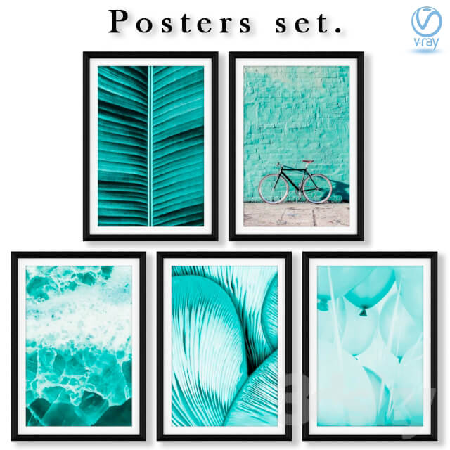 Abstract posters in mint colors.