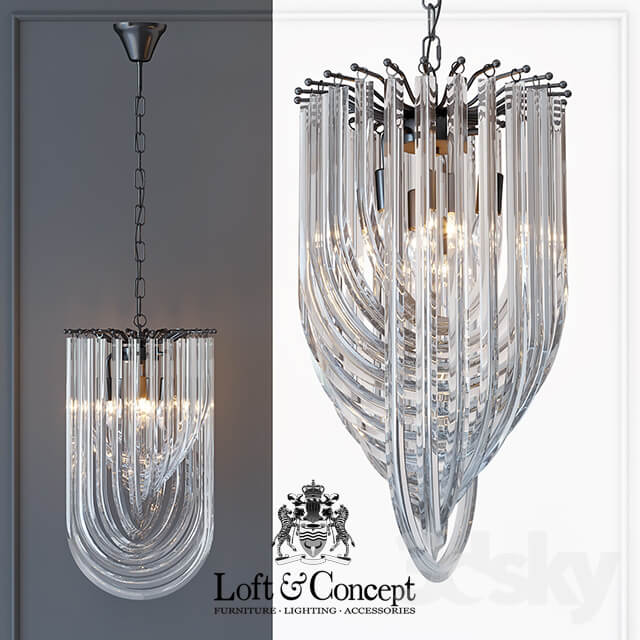 Chandelier Retro Frozen Glass Chandelier 30 Champagne Pendant light 3D Models