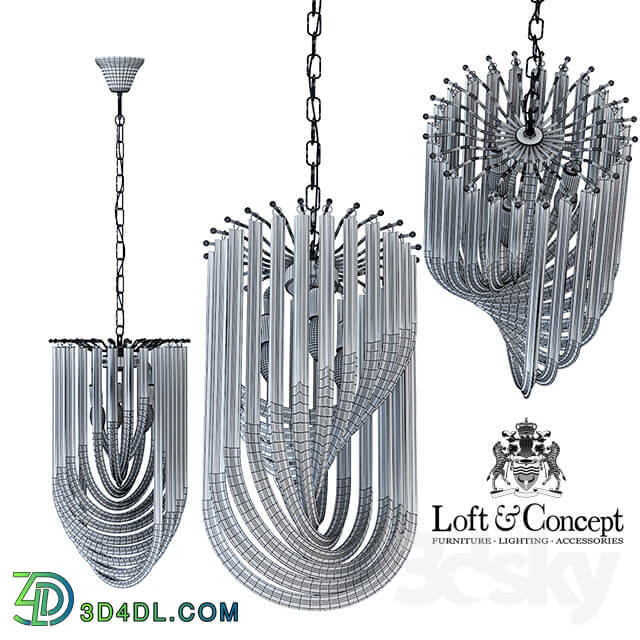 Chandelier Retro Frozen Glass Chandelier 30 Champagne Pendant light 3D Models