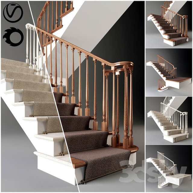 Classical staircase with carpet 2011 corona v ray