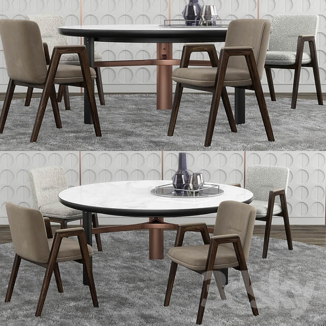 Table Chair Minotti Lance chair set