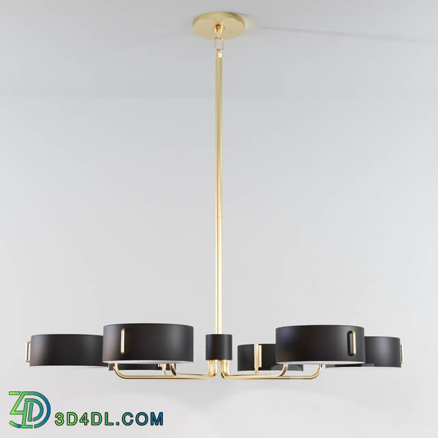 Axle Brass Black Shade Chandelier by Crate and Barrel