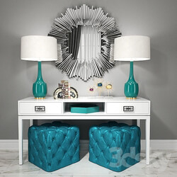 Sideboard Chest of drawer Dressing table with puffs lamps and decor 