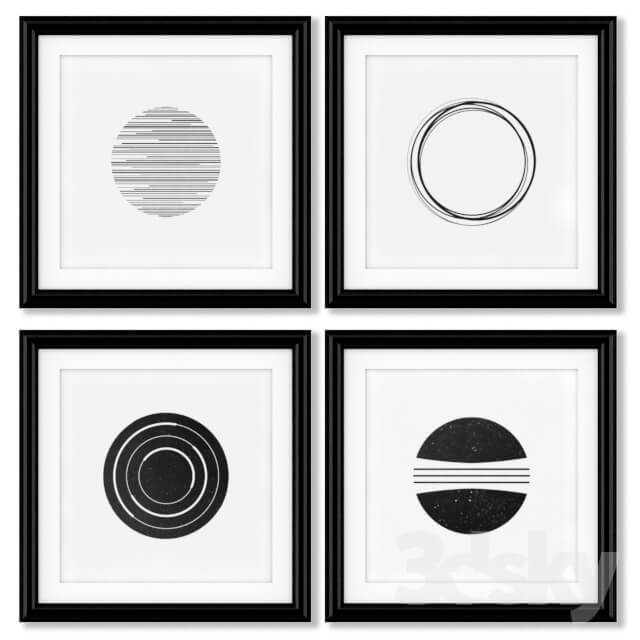 A series of posters with geometric figures.