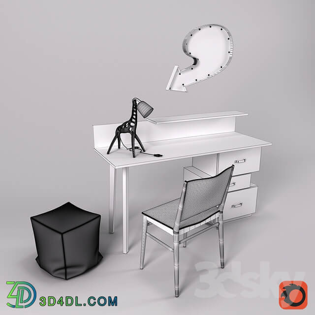 Table Chair Writing desk and decor