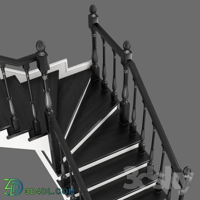 Corner staircase with zaubezhnymi steps 3 colors