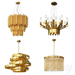 Four Gold Luxury Chandeliers 