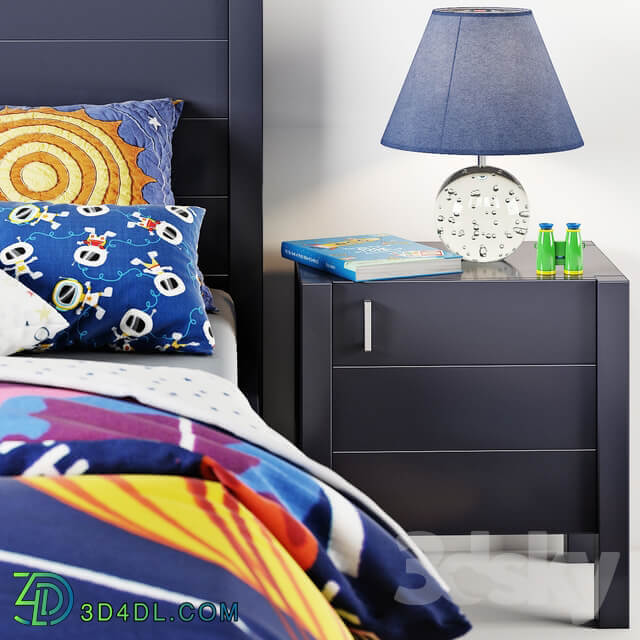 bed Uptown Navy Blue Bed from Crate Barrel curbstone Kids Uptown Navy Blue Nightstand