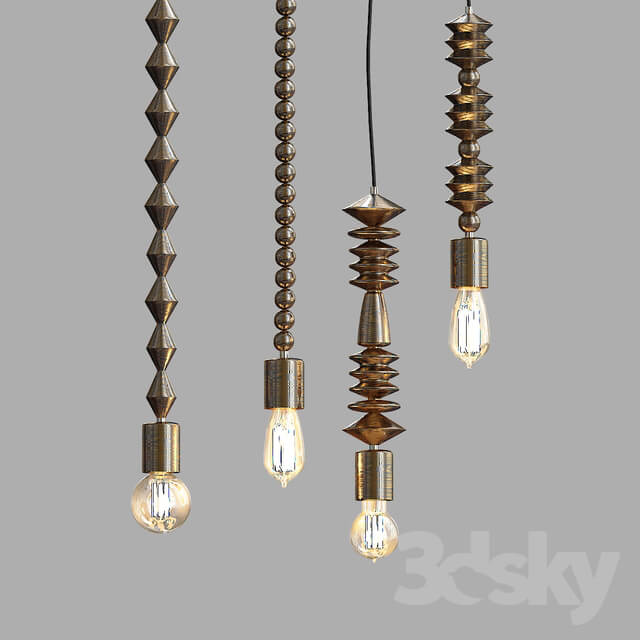 Bright Beads Wooden Lamps by Marz Designs Pendant light 3D Models